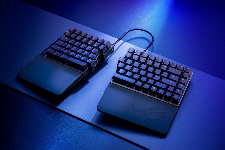 自發表以來討論度居高不下的ROG Falcata 75分離式磁軸電競鍵盤，可依個人不同需求拆開，單獨使用左側，為滑鼠釋放更多桌面空間。